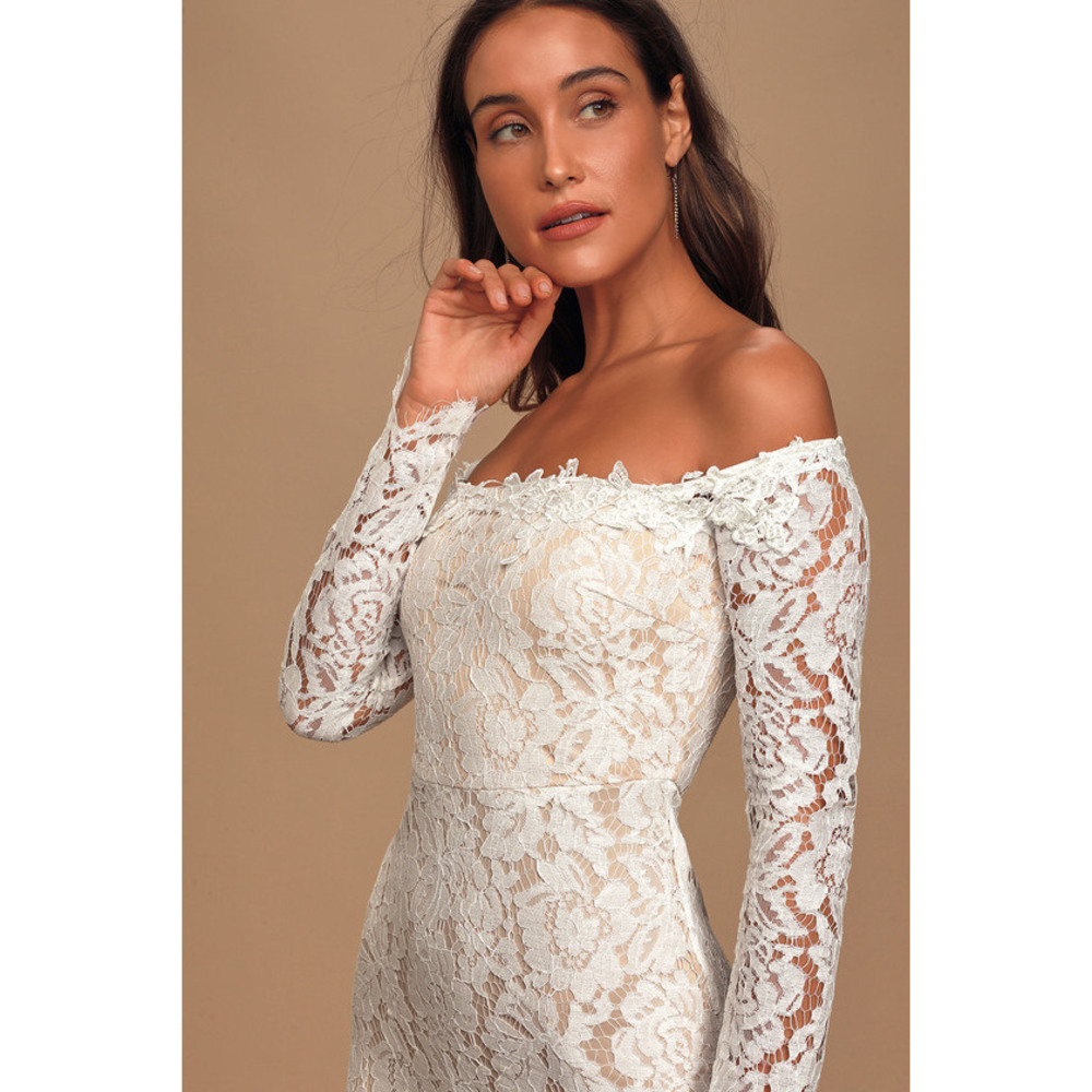 Lulus Romance Dreamer White Lace Off-the-shoulder Maxi Dress - Size XL